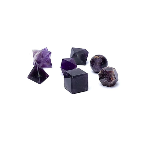 Ensemble de 7 pièces en Amethyste de géométrie sacrée