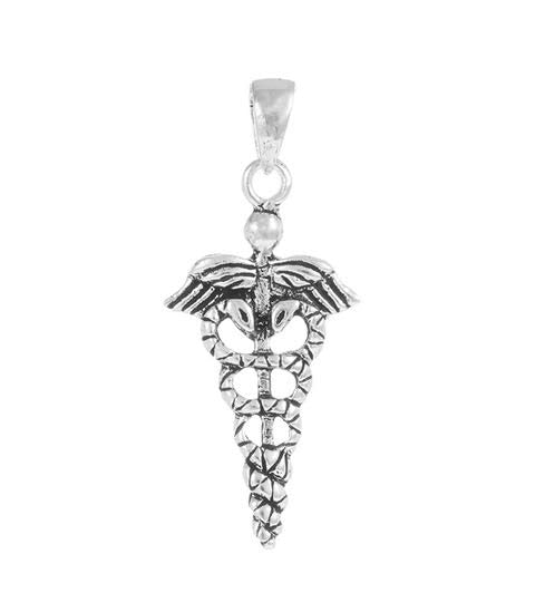 Pendentif Caducée en Argent massif